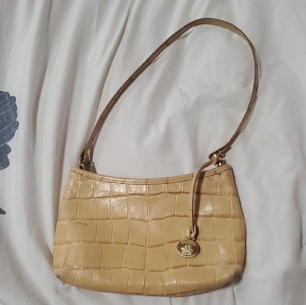 Brahmin Tan Croc-Embossed Shoulder Bag